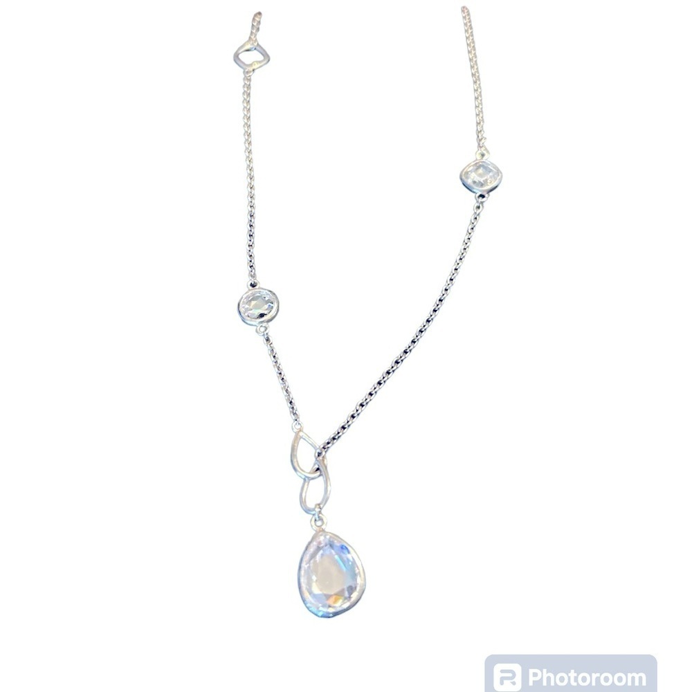 Teardrop Necklace with 2 smaller stones.  925 silver